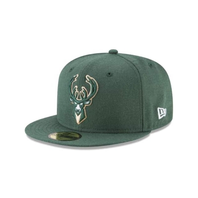 Green Milwaukee Bucks Hat - New Era NBA Wool Standard 59FIFTY Fitted Caps USA9102673